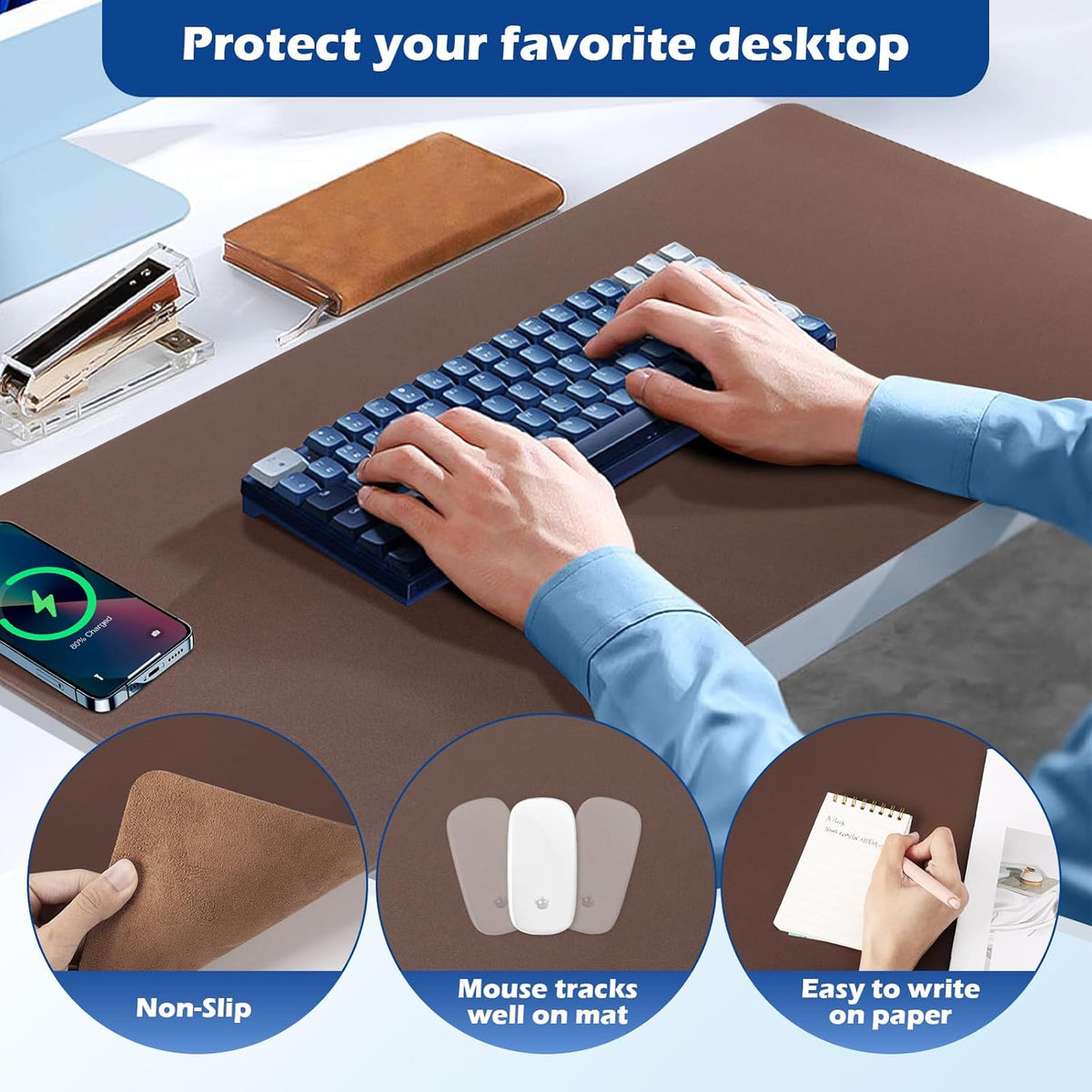 Wireless Charging Desk Mat with Desk Pad