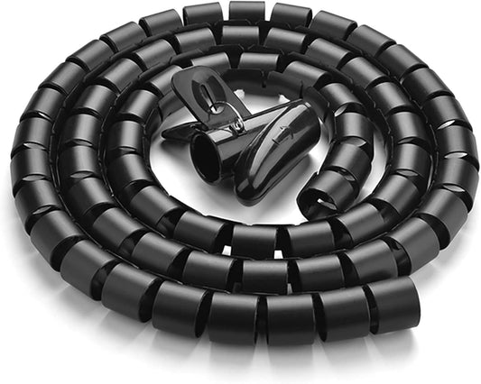 10FT Cable Management Sleeve EZ Cord Bundler 1" Diameter w/Zip Clip