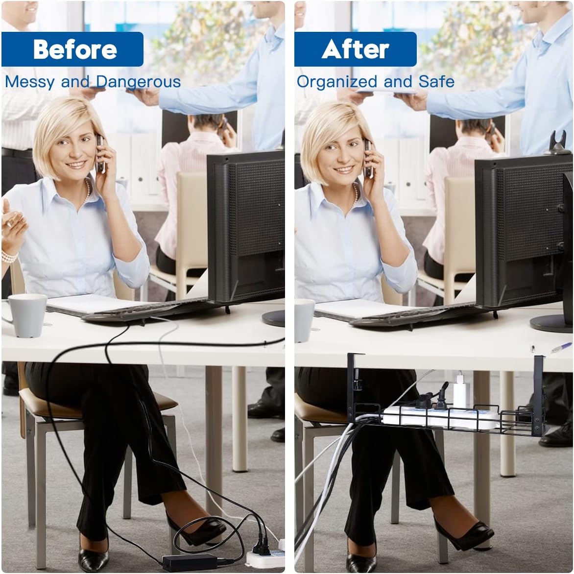 NoDrill 15.7" Under Desk Cable Management Tray