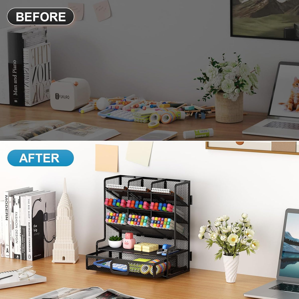 Larger Mesh Desk Organizer with Drawer