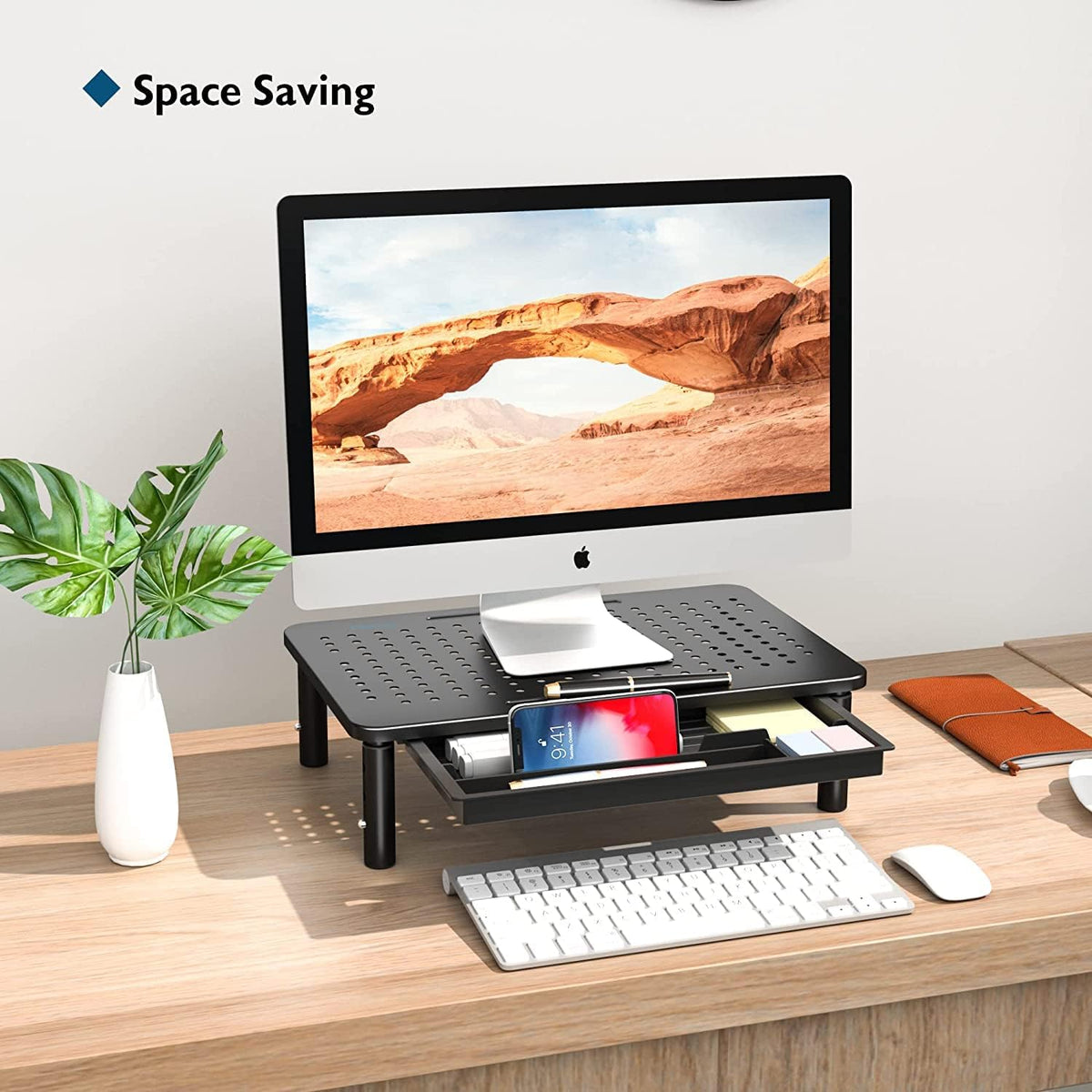 Adjustable Monitor Stand Riser with Drawer