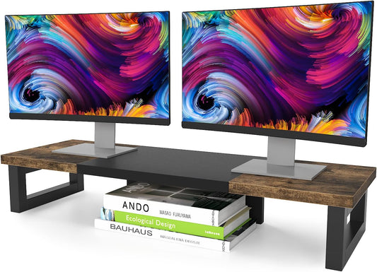 Dual Monitor Stand Riser, Brown