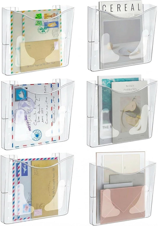 6-Pocket Clear Wall Mount File Organizer