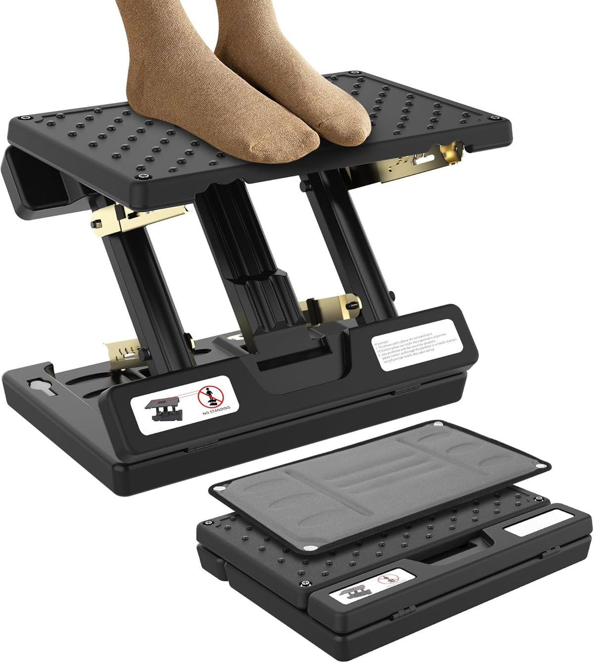 Foot Rest for Under Desk at Work,Height Adjustable footrest,with Massage Roller and Soft Pad,Foldable,Ergonomic,for Car,Office,Computer,Gaming,Adjustable Metal Frame,All-Season Use(Grey)
