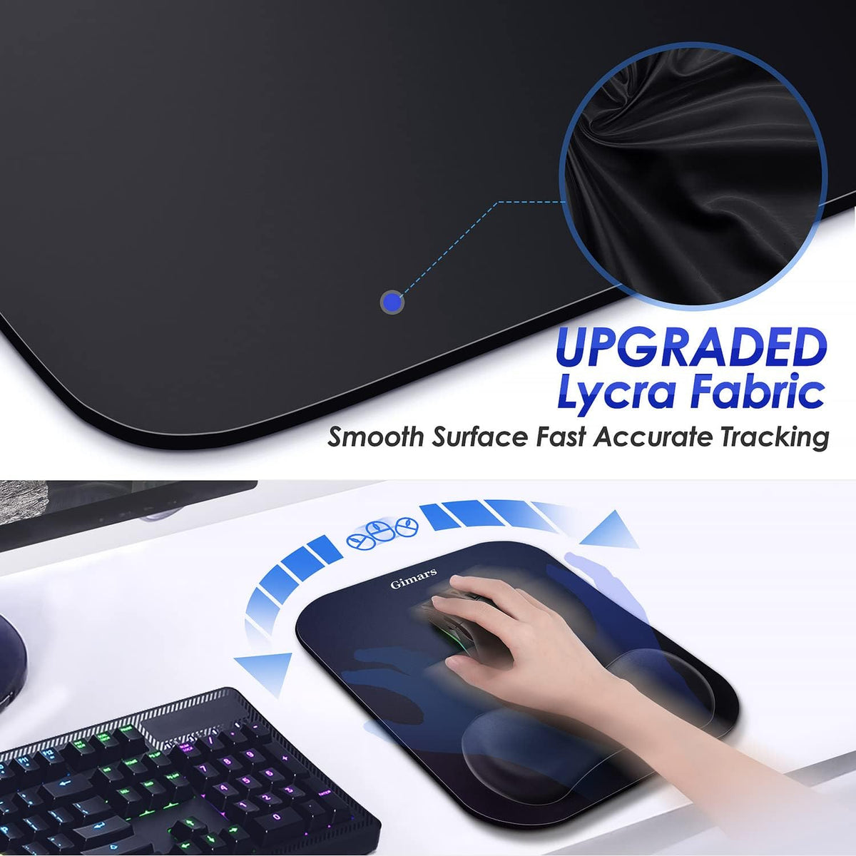 Large Smooth Superfine Fibre Memory Foam Ergonomic Mouse Pad Wrist