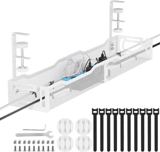 Cable Management, 25'' Cable Management Under Desk No Drill, White