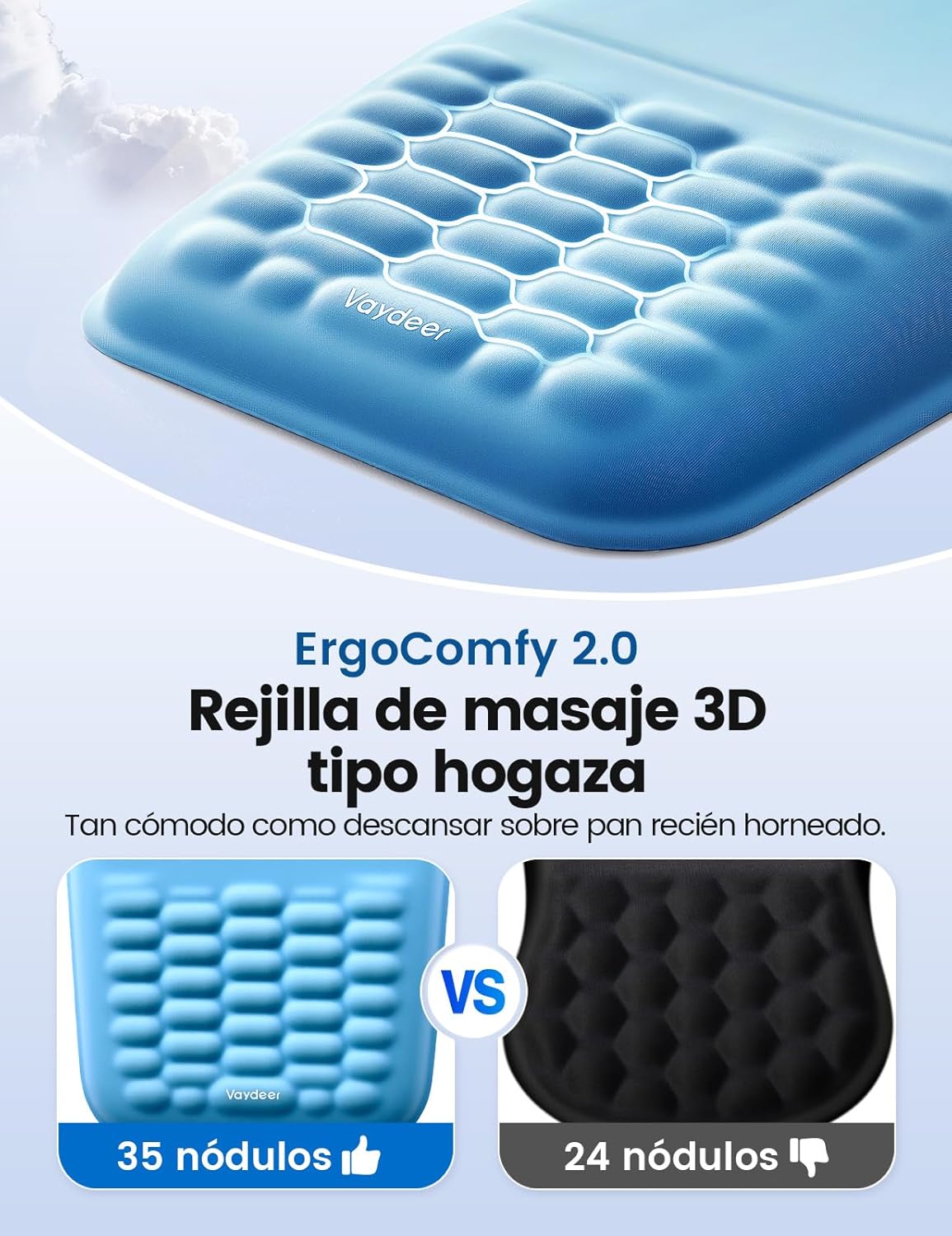 Ergonomic Mouse Pad with Wrist Rest, Blue