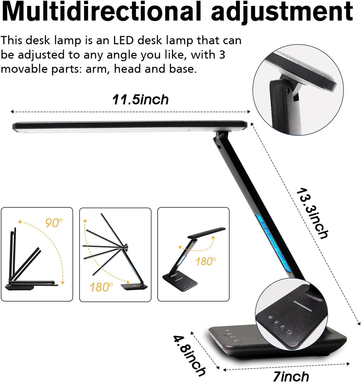 Desk Lamp with Wireless Charger: USB Charging Port