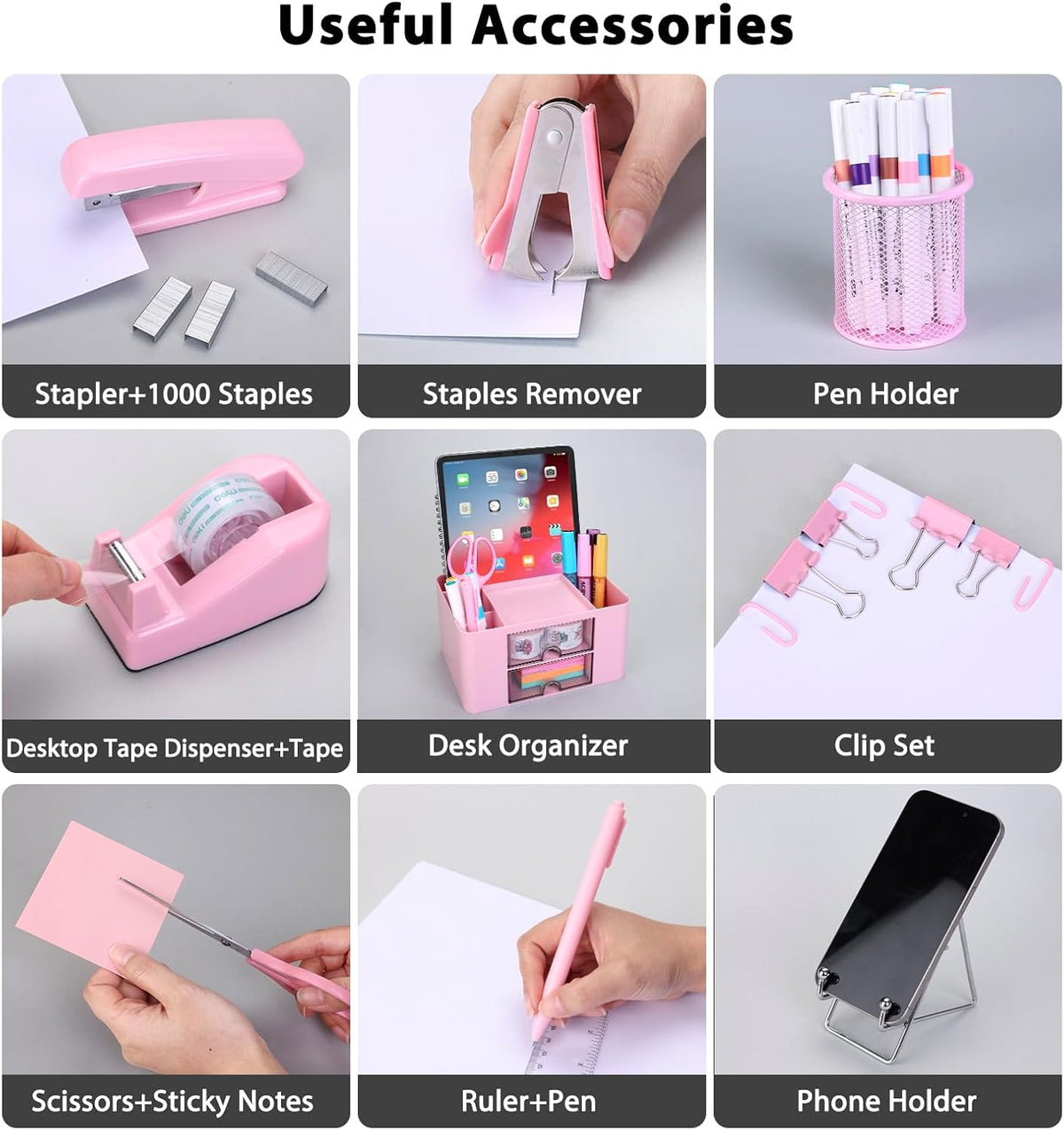 Pink Desk Organizers and Accessories 12+
