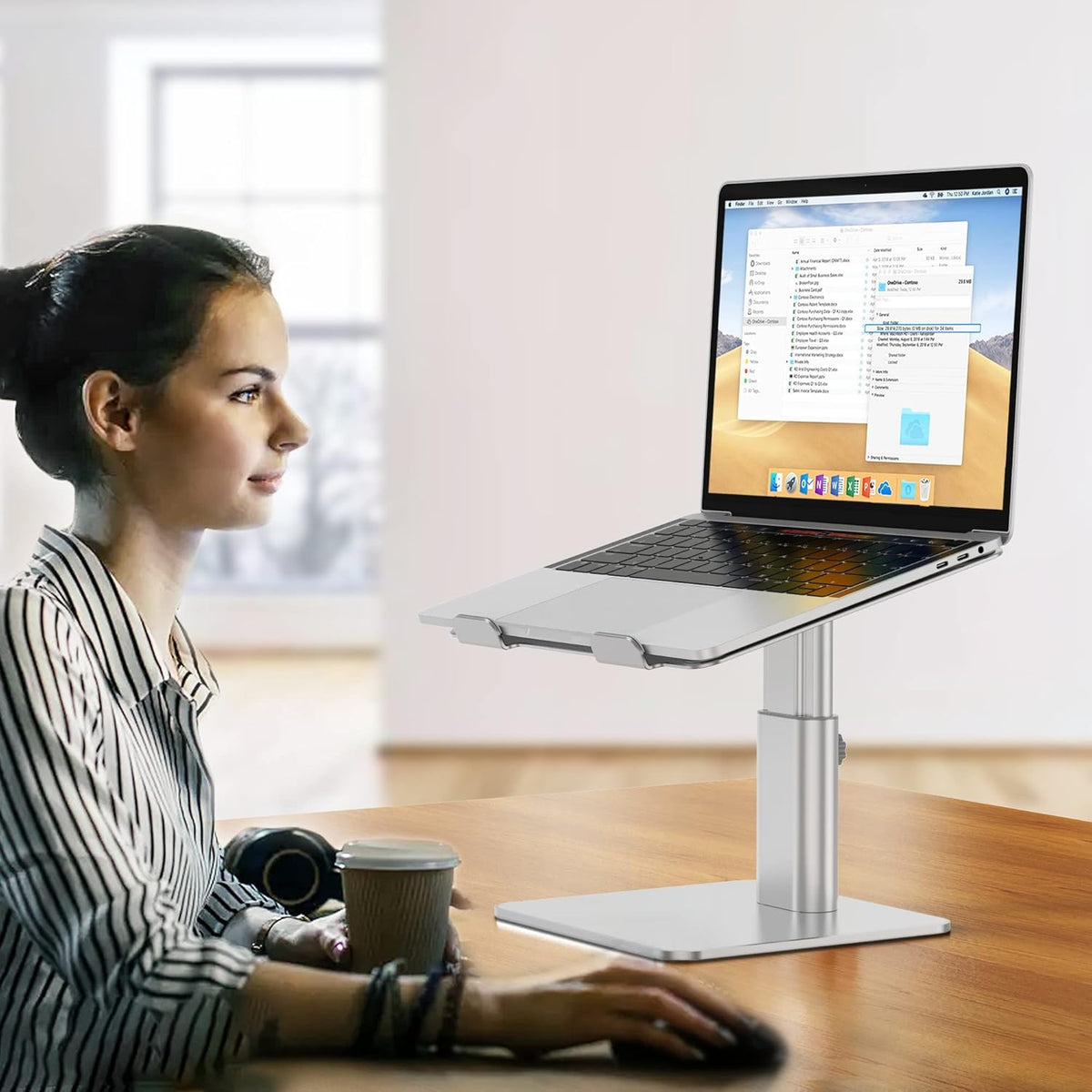 LSX6N Laptop Stand, Ergonomic Adjustable Notebook Riser Holder, Silver