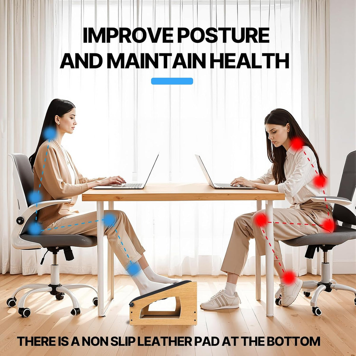 Ergonomic Foot Rest, 4 Adjustable Height Foot Stool