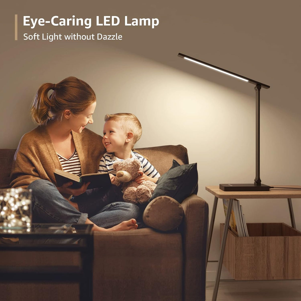 LED Desk Lamp with USB Charging Port, Black