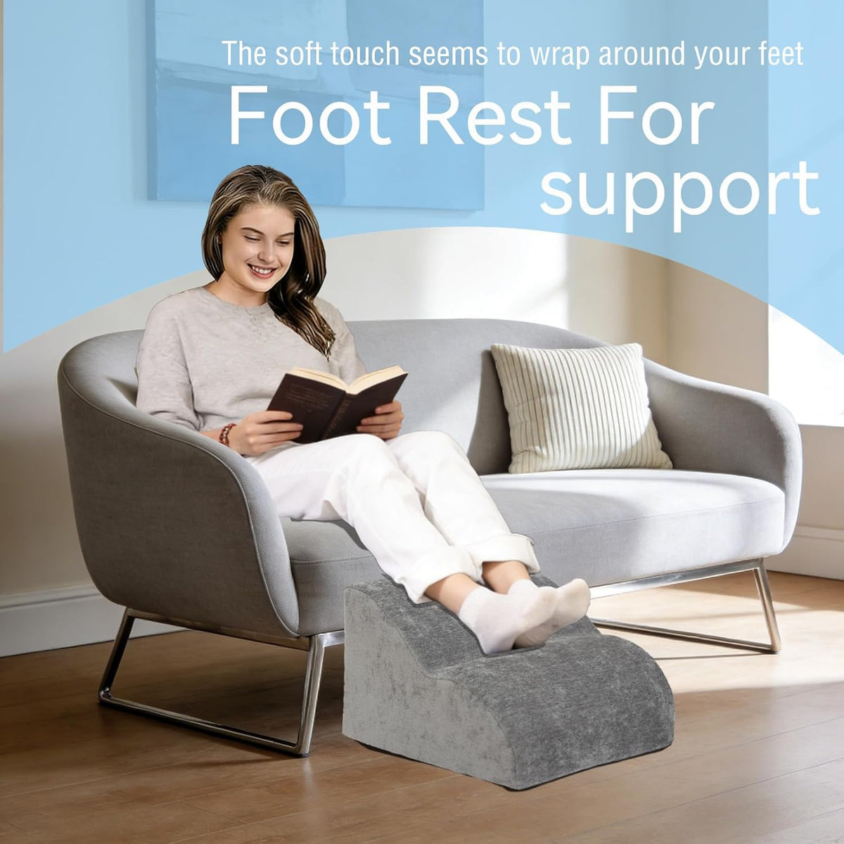 Foot Rest .Multifunctional 3-Tier Foot Stool, Grey
