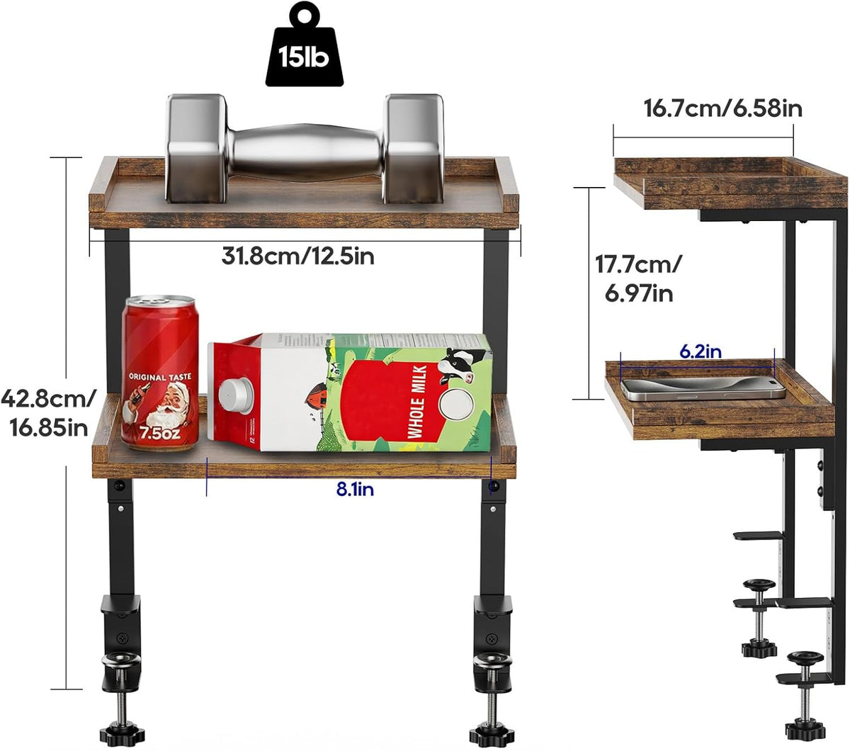 Clamp On Desk Shelf 2-Tier