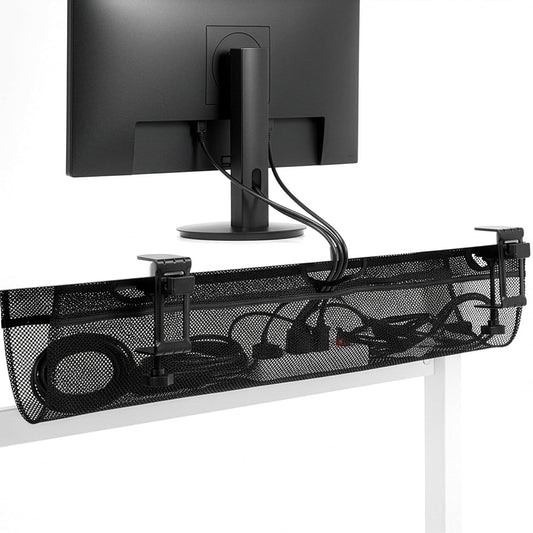 No Drill Clamp-on 36 inch Mesh Net Under Desk Cable Management Wire