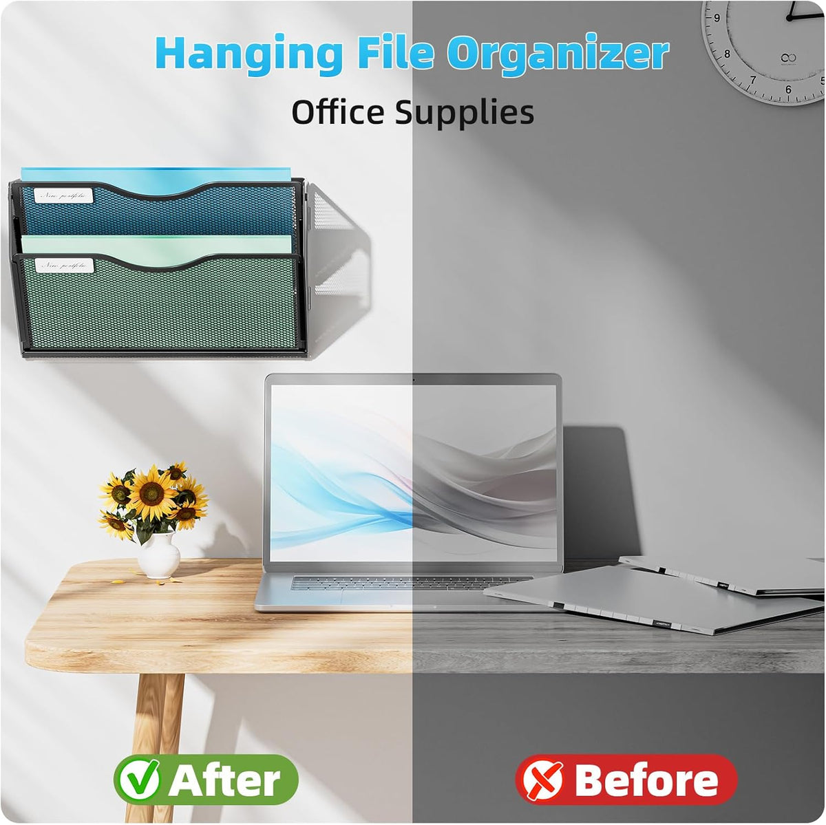 Wall File Holder 2-Tier Hanging Wall File Organizer