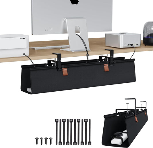No Drill Under Desk Cable Management Tray 30" Cord Organizer