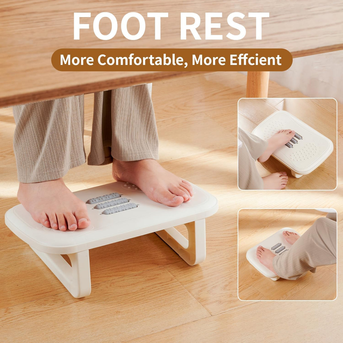 Ergonomic Foot Rest with Massage Rollers