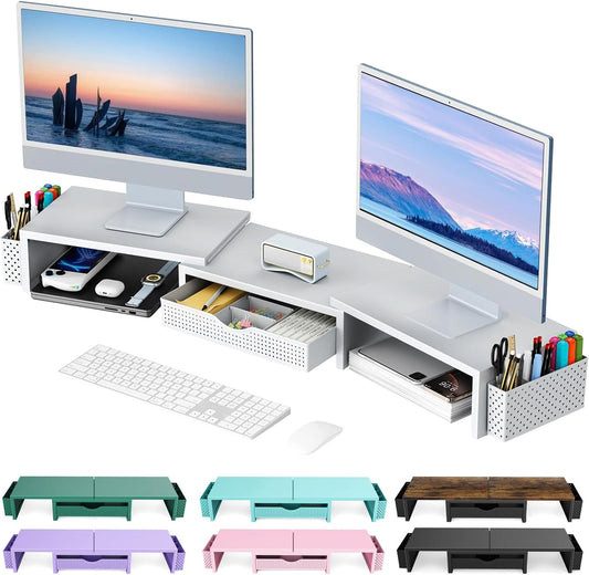 Dual Monitor Stand Riser, White