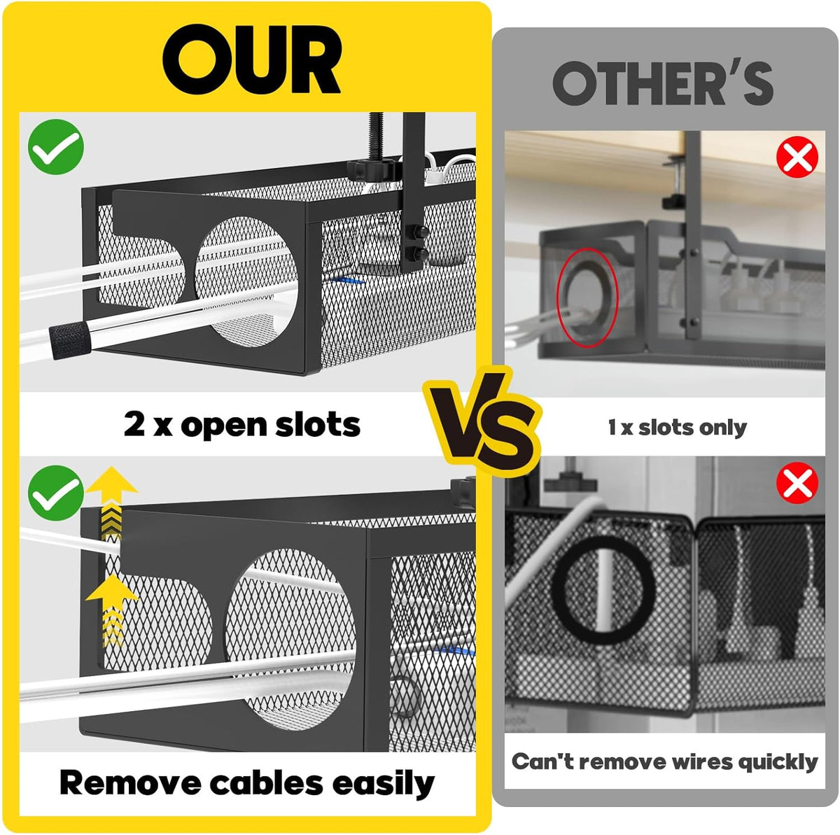 Under Desk Cable Management Tray No Drill 15.1’’