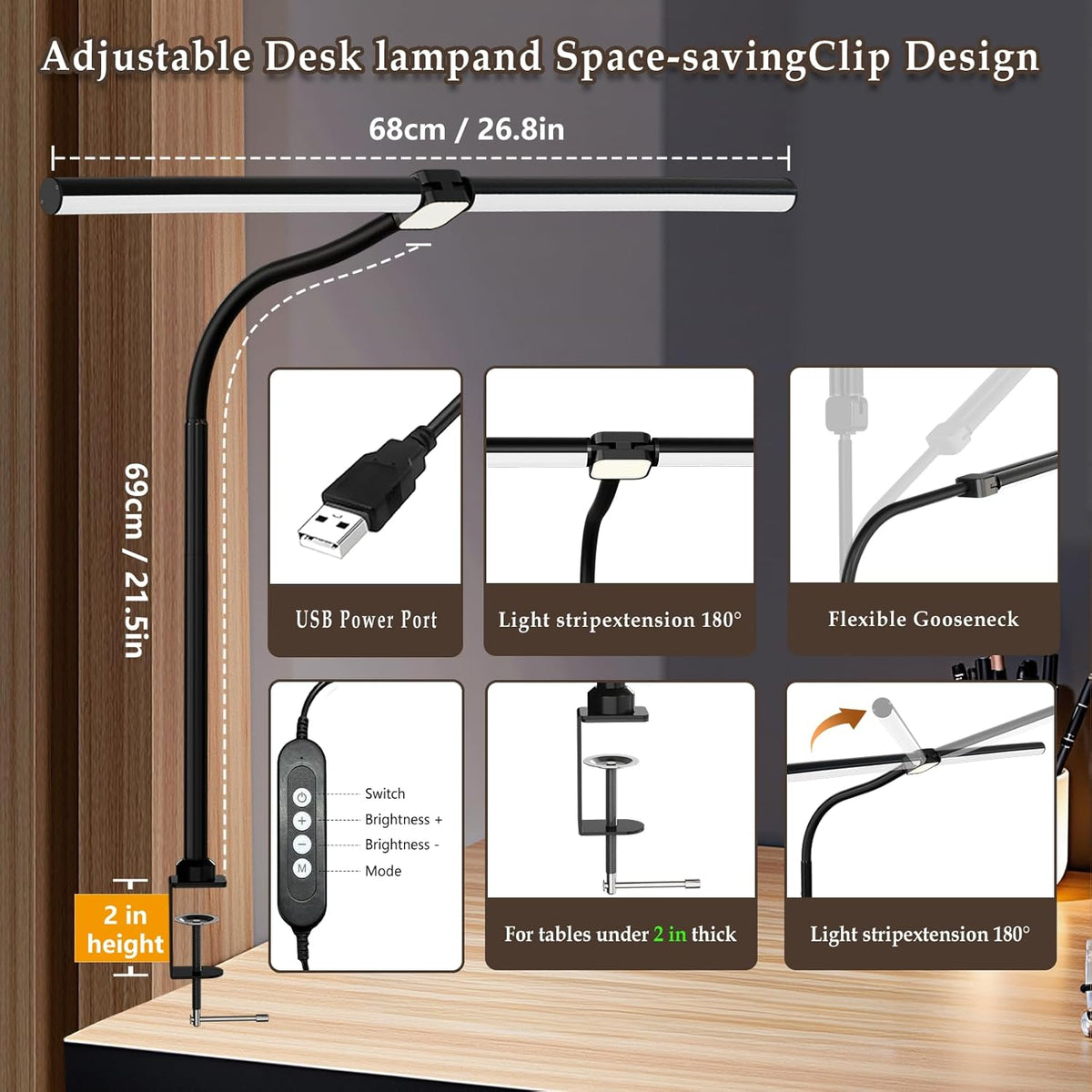 LED Desk Lamp, Blue