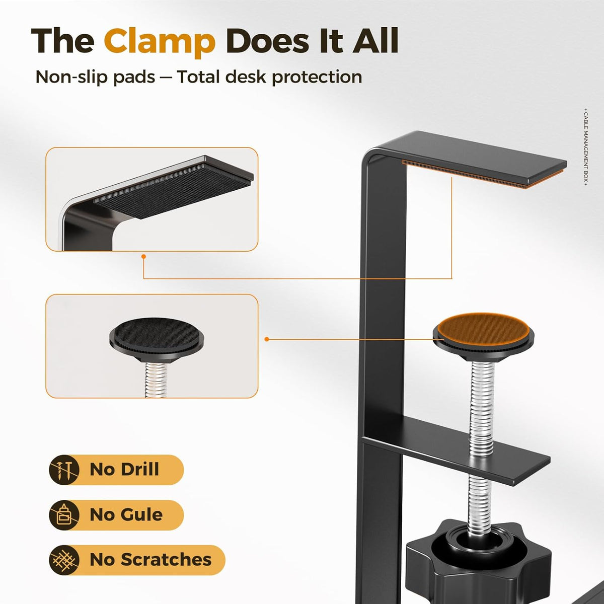 Under Desk Cable Management Tray Black