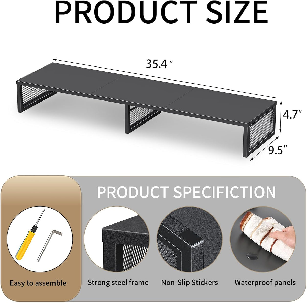 Dual Computer Monitor Stand Riser, Black
