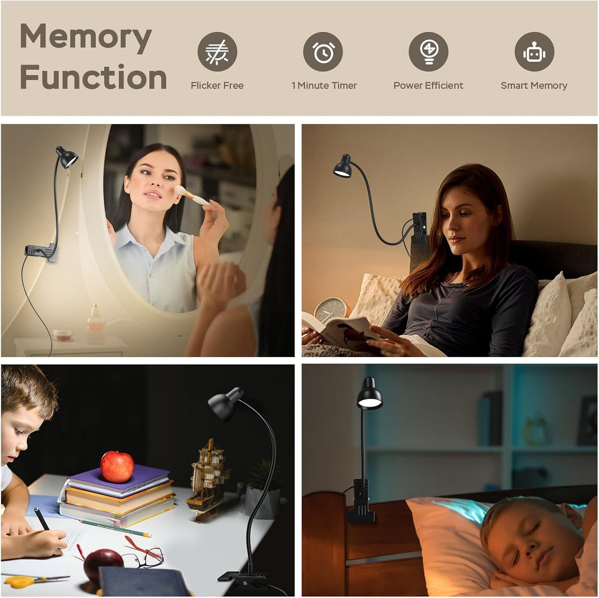 Clip-on Reading Light, 3 Color Modes