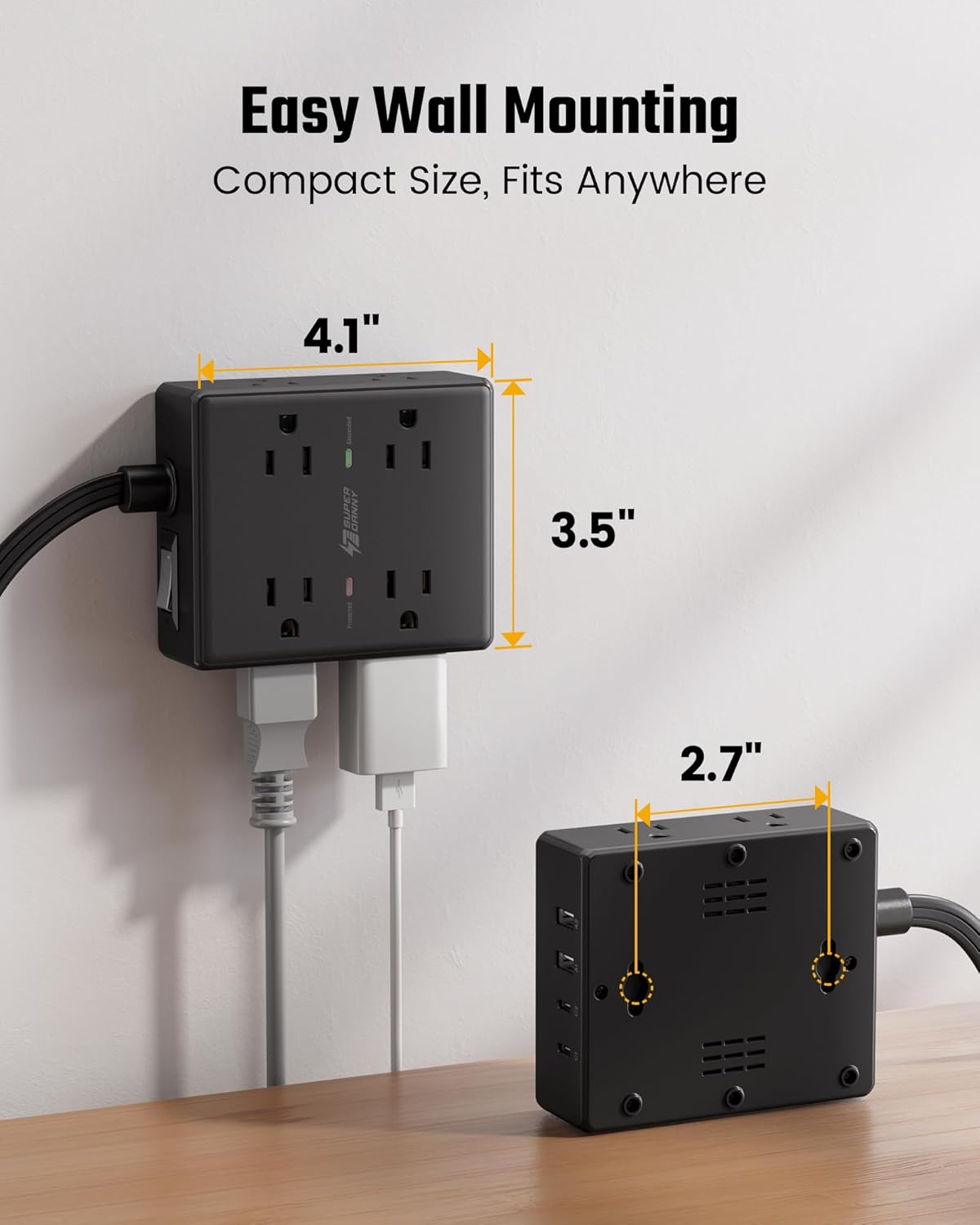 6Ft Extension Cord with Multiple Outlets