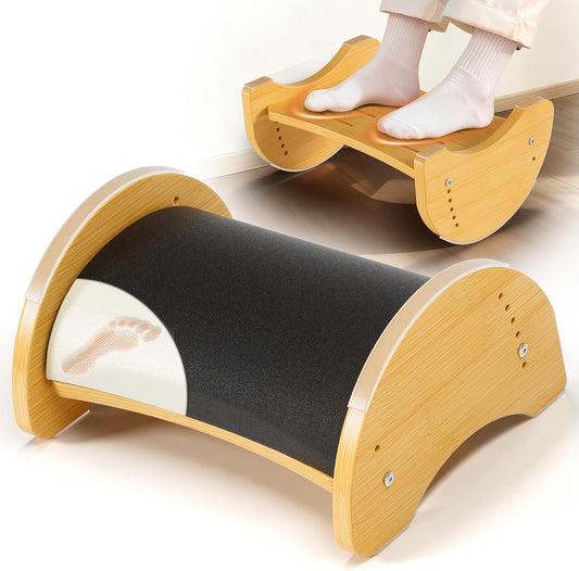 Bamboo Under Desk Footrest with Cushion