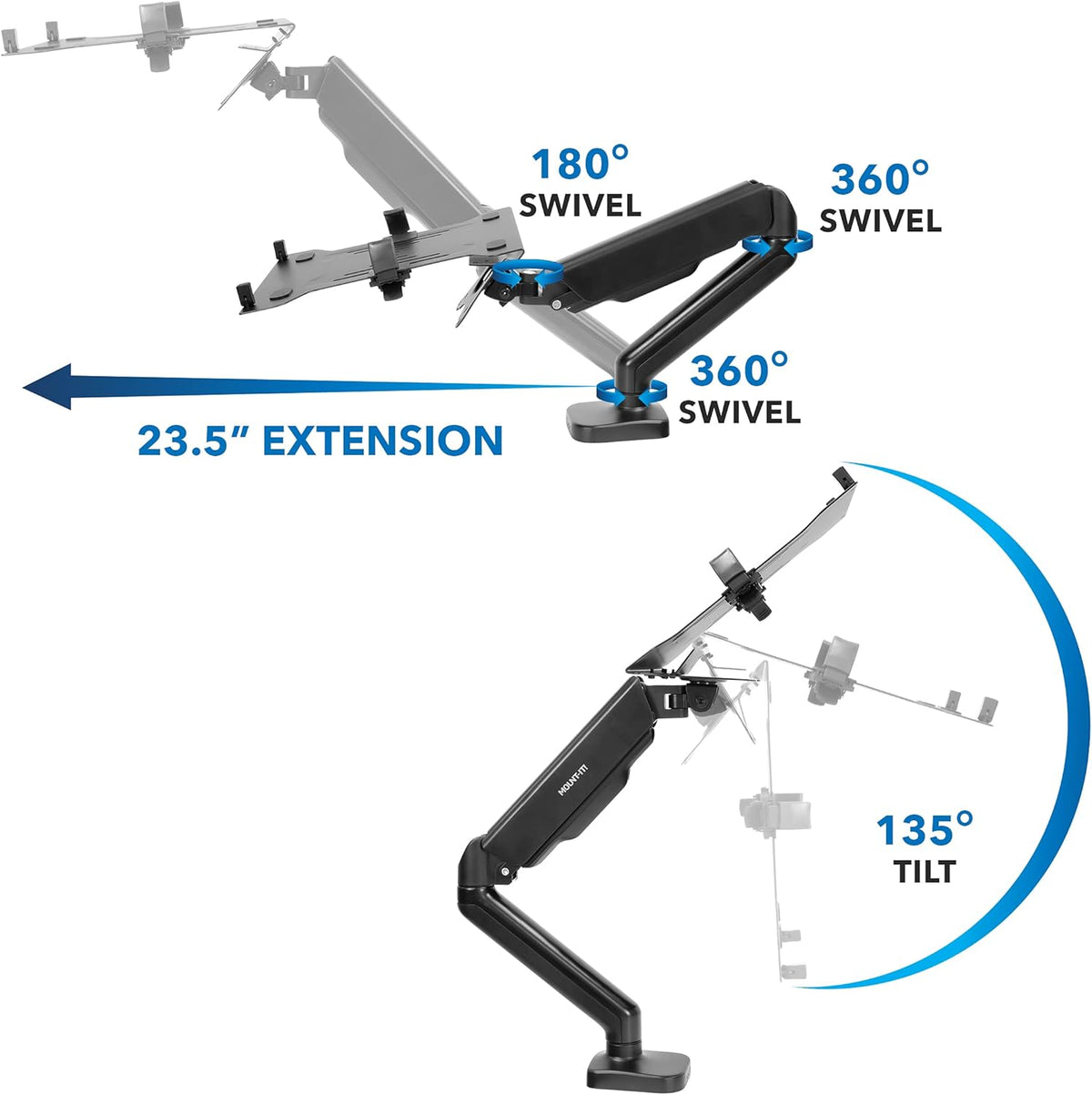 Laptop Desk Mount Arm with Gas Spring