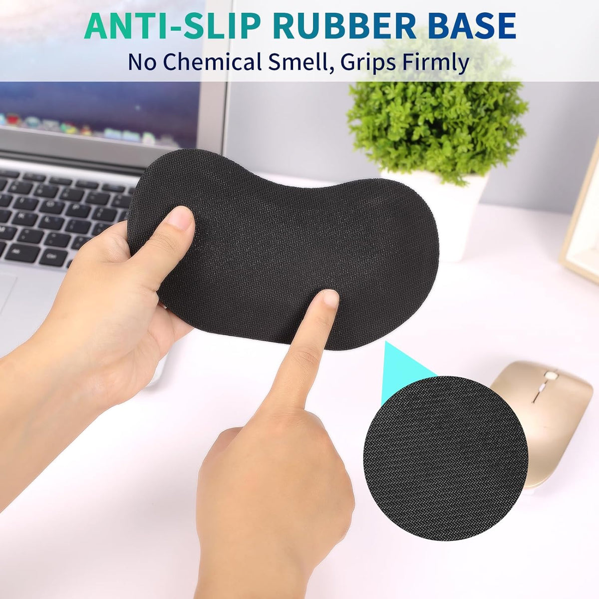 Wrist Rest for Computer Keyboard and Mouse - Ergonomic Memory Foam Mousepad Rests with Non-Slip Base for Office, Gaming, Computer - Pain Relief & Carpal Tunnel Support, Black, 2-Piece Desk Accessories