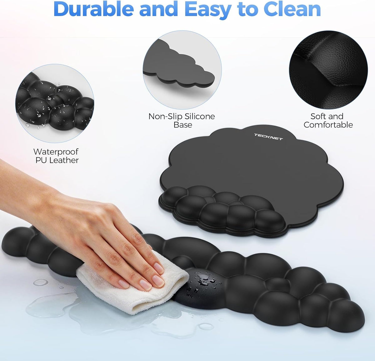 Cloud Mouse Pad with Wrist Rest, Black