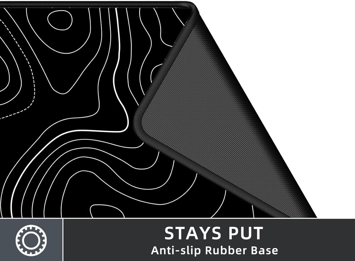 Extra Large Gaming Mouse Pad with Black Topographic