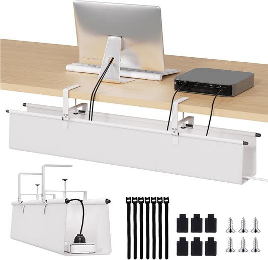 Under Desk Cable Management Tray, White