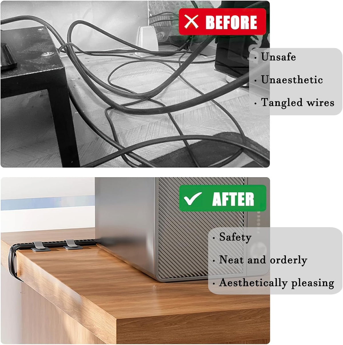 Hook and Loop Cable Ties, 80PCS