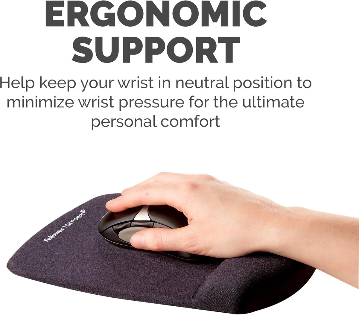 PlushTouch Foam Mouse Pad Wrist Support - Black (9252001)