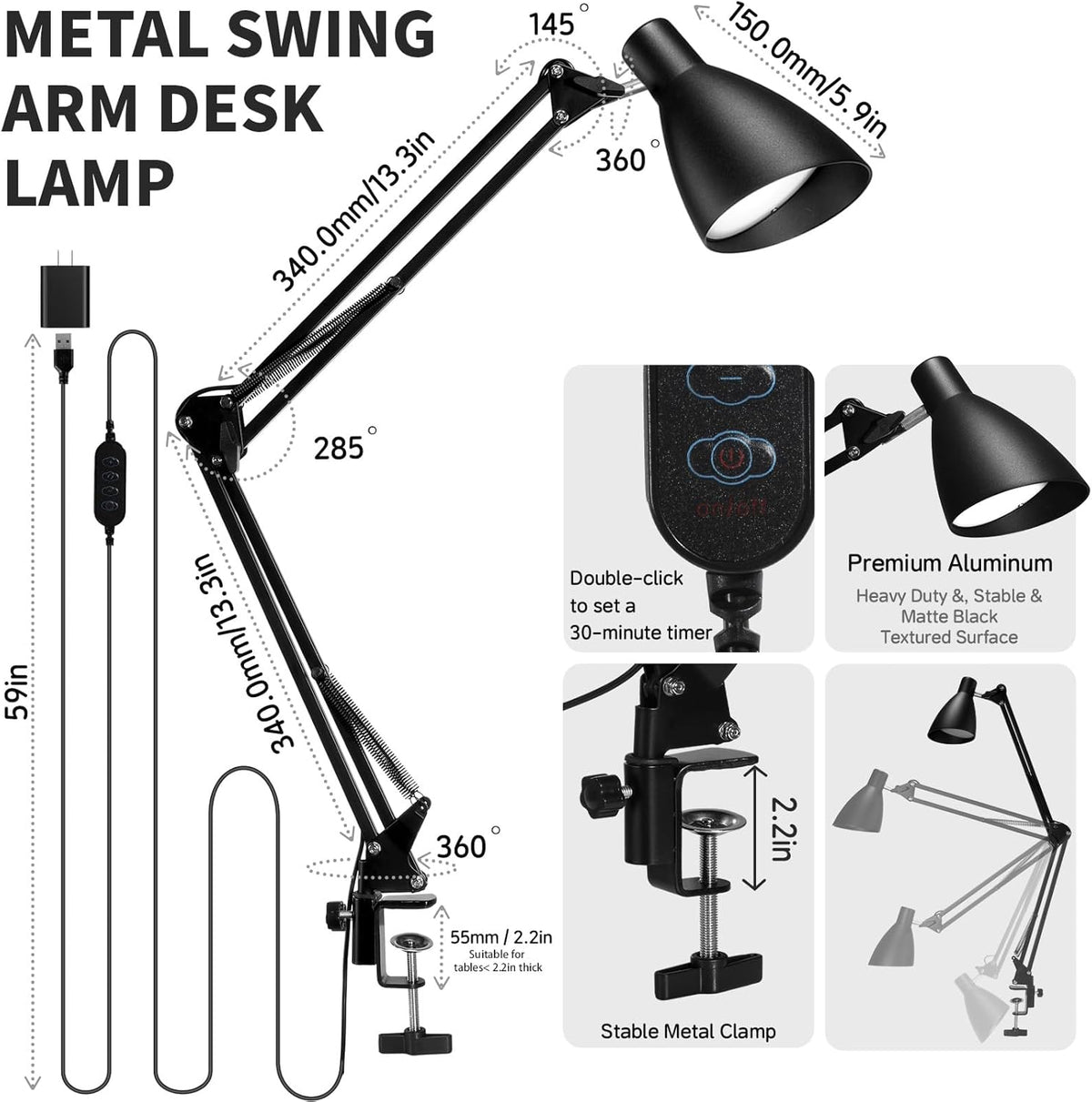 Led Desk Lamp, Black
