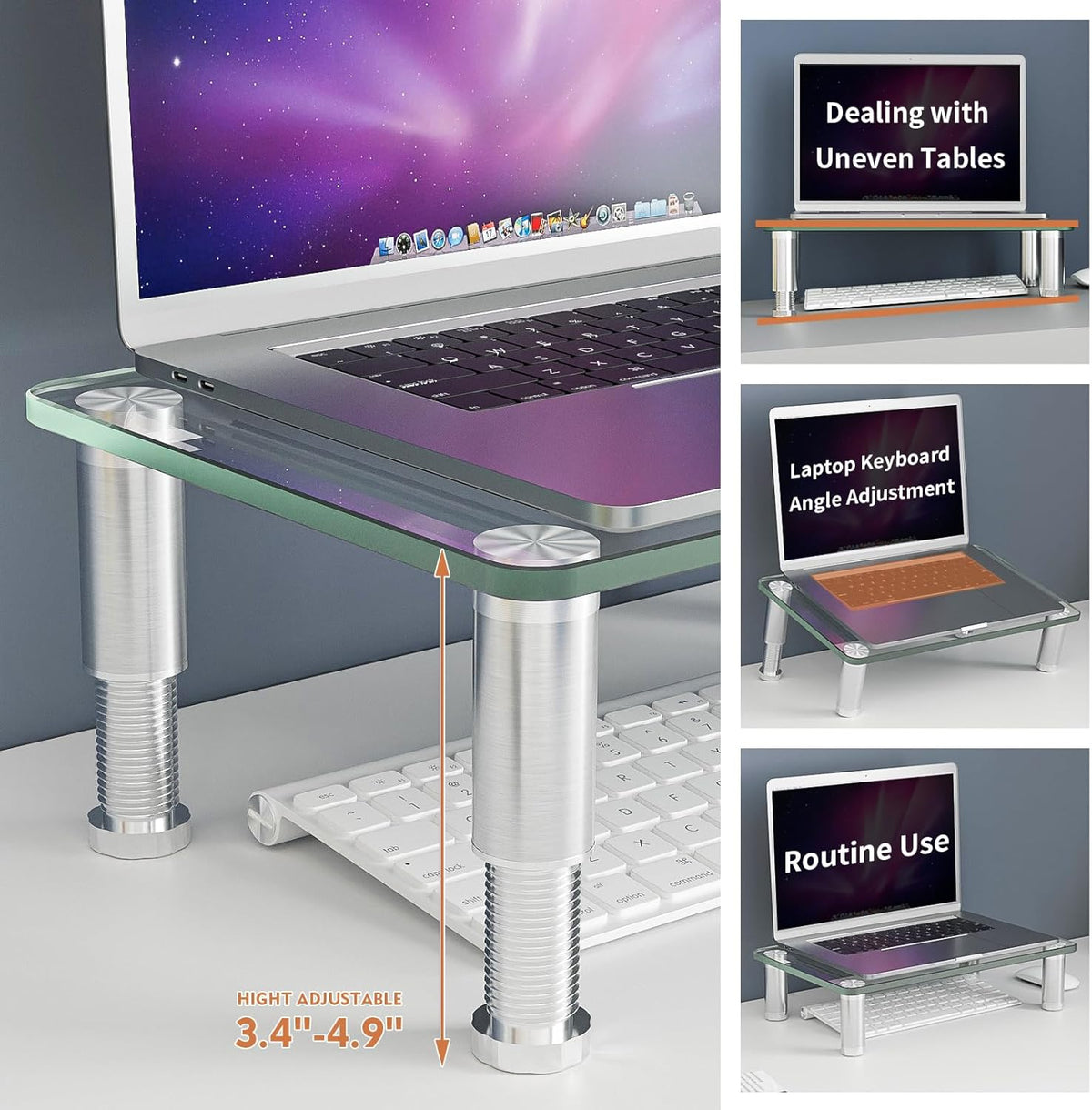 Computer Monitor Riser with Height Adjustable Multi Media