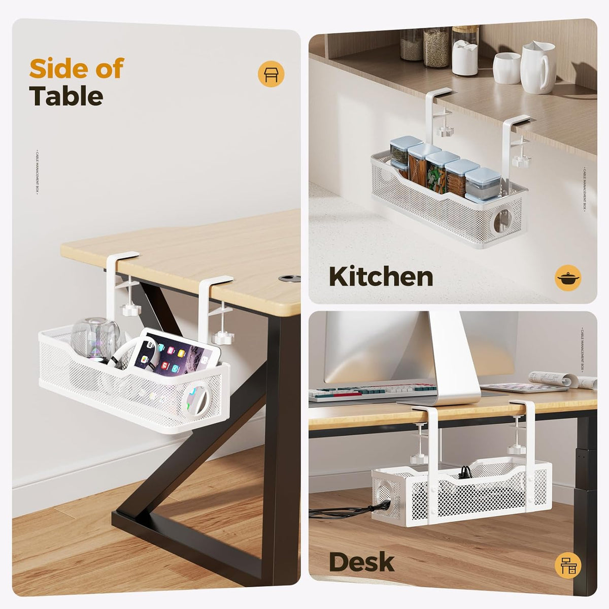 Under Desk Cable Management Tray White
