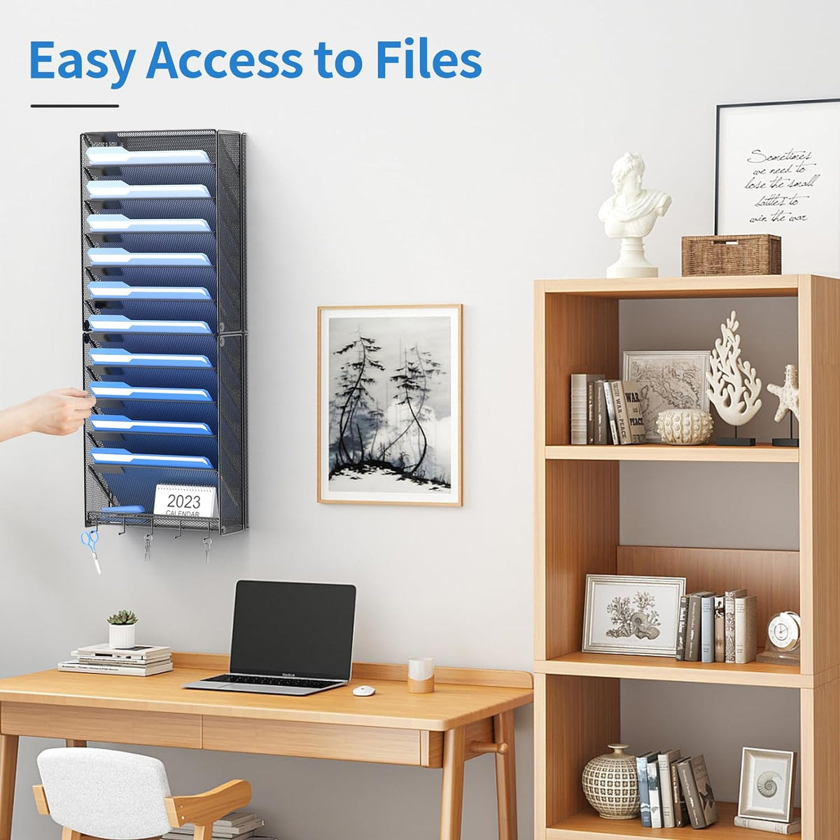 Hanging Wall File Organizer with Hooks, 12 Tier