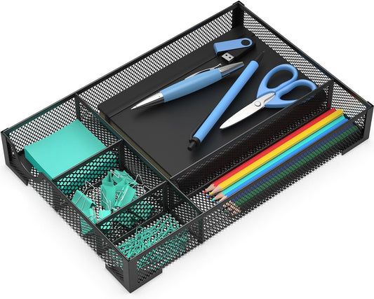 Desk Drawer Organizer, Office Desk Organizer Tray with 5 Dividers