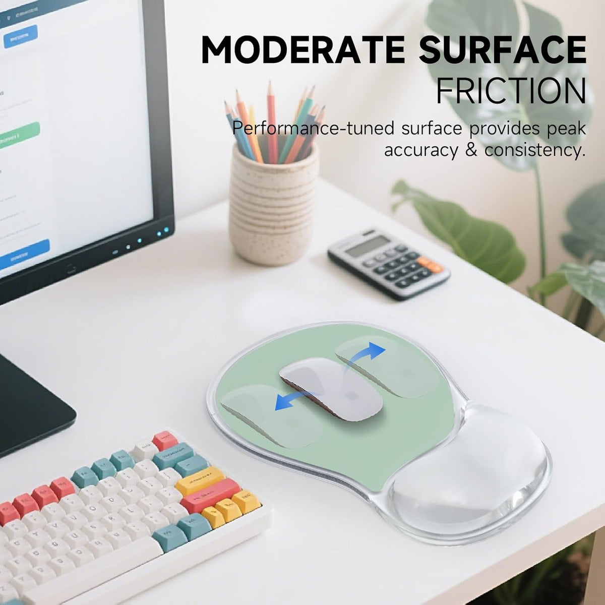 Ergonomic Mouse Pad with Gel Wrist Support, Green