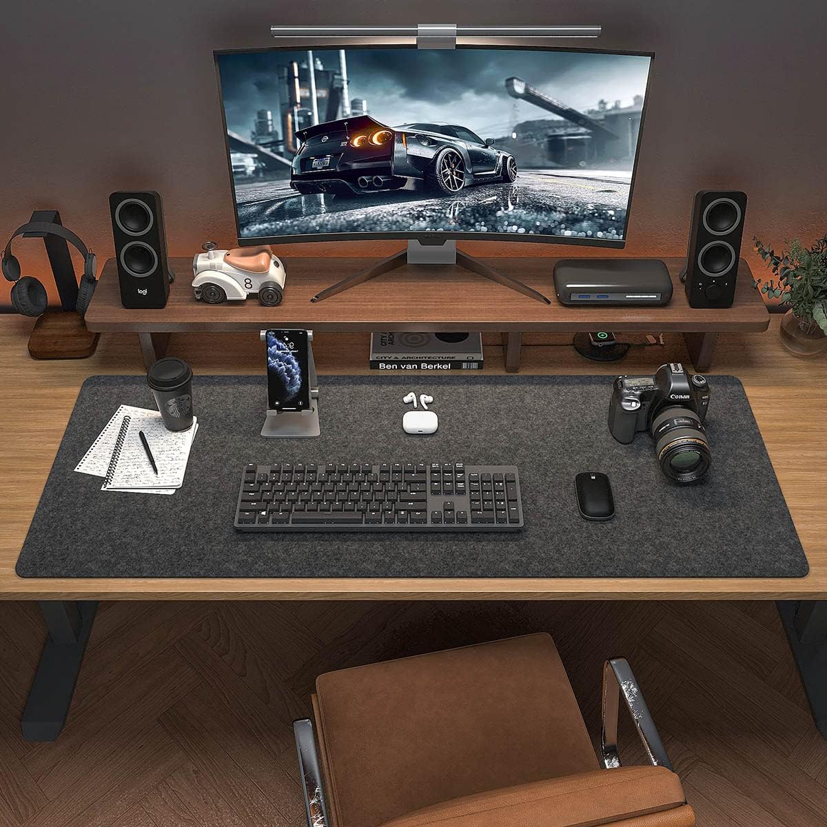 Large Felt Desk Mat, 40''x16'' Full Keyboard and Mouse Pad