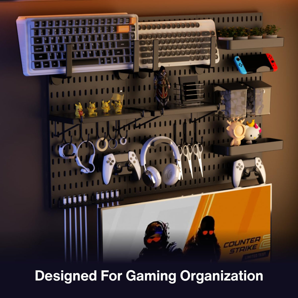 Peg Board Wall Organizer, Black