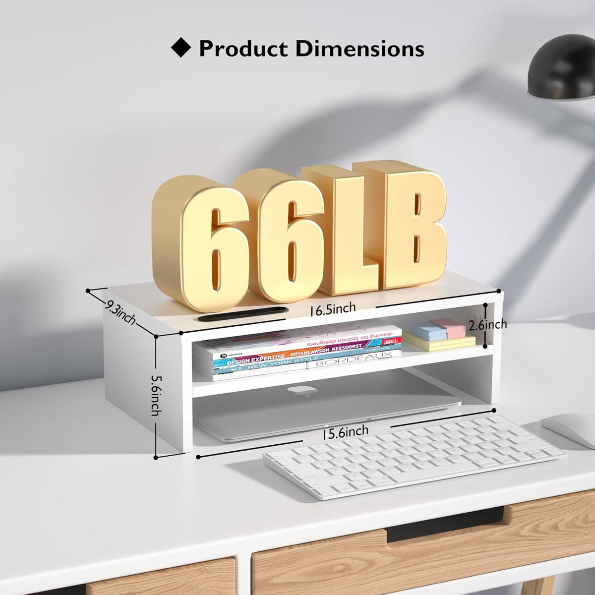Wooden Monitor Stand Riser, 2-Tier