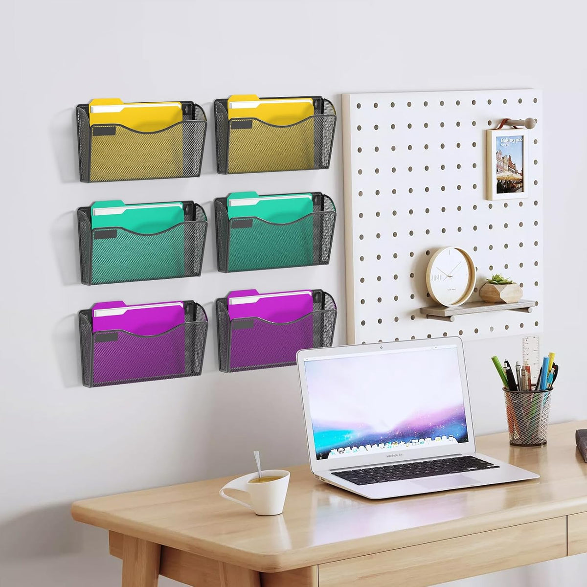 Mesh Wall Mounted File Holder Metal Wall File Pocket Mail