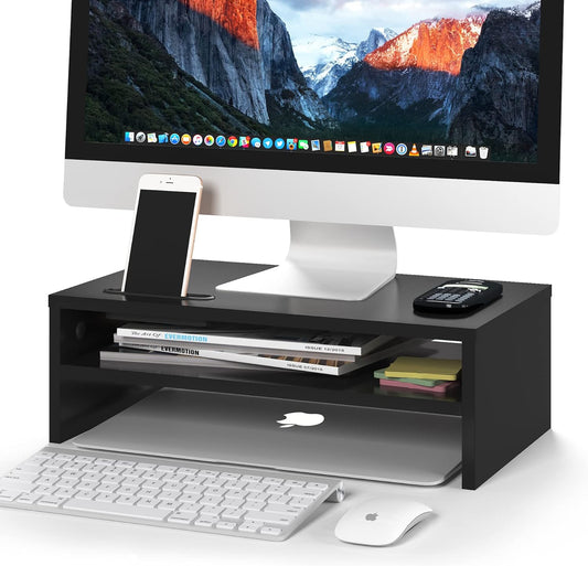 Wooden Monitor Stand Riser, 2-Tier, 16.5 Inch