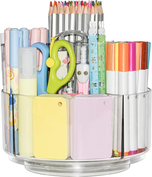 Acrylic Pen Holder, 360-Degree Rotating Pen Holder