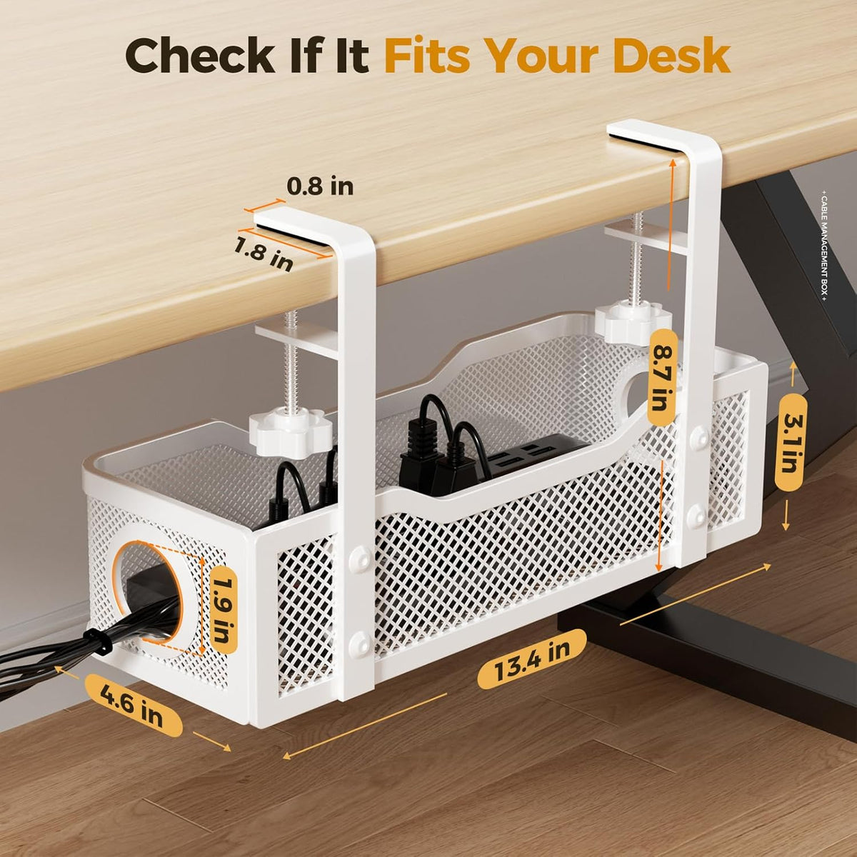 Under Desk Cable Management Tray White